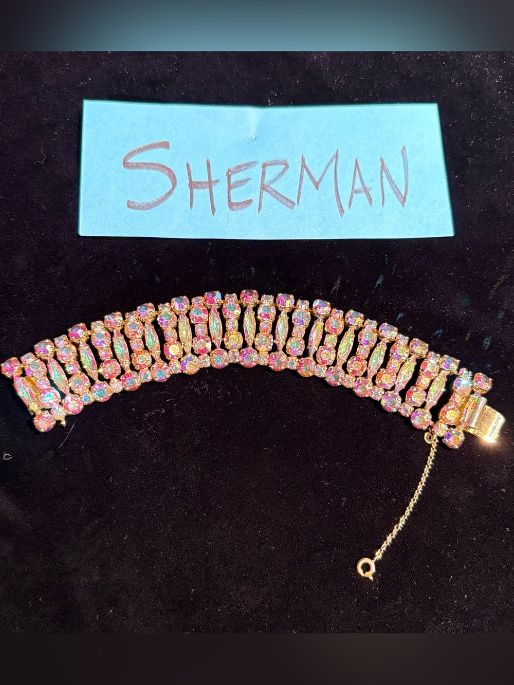Sherman Aurora Borealis Crystal Statement Bracelet